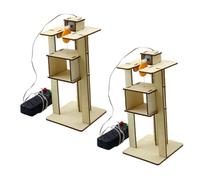Hohopeti 2pcs DIY Wooden Elevator Model Kit for Stem Educational Science Project for Elementary Students Enhances Skills Logical Thinking and Problem Solving