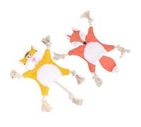 Hohopeti 2pcs Dog Chew Toys for Teething No Stuffing Cartoon Molar Toys for Dogs Tiger Encourages Play and Exercise