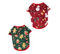 Hohopeti 2pcs Dog Christmas Costume Cute Cartoon Holiday Apparel for Pets Comfortable Snowman Gingerbread Design for Chihuahuas and More