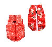 Hohopeti 2pcs Dog Coat Thick Pet Outfit Sleeveless Design Cozy Warmth for Dogs Stylish Snowman Snowflake Pattern for Cold Weather Adventures