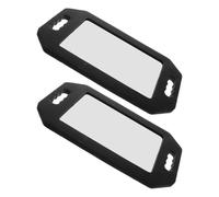 Hohopeti 2pcs Double-handle Handheld Hairdressing Mirror with Foam Cushion, Large Rectangular Black Rubber Back for Salon and Barber Use