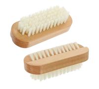 Hohopeti 2pcs Double-sided Nail Brush with White Pp Handle and Beech Wood, Stiff Bristles Fingernail Cleaner for Hand and Toe Nail Scrubbing, Suitable for Manicure and Pedicure Use