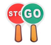 Hohopeti 2pcs Double-sided Traffic Safety Signs Red Green Stop Go Paddle Classroom Teaching Tool Educational Handheld Signal for Learning