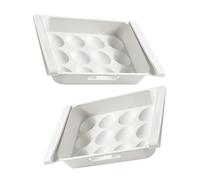 Hohopeti 2pcs Drawer-type Refrigerator Egg Storage Containers Multi Grid Plastic Egg Boxes for Household Food Preservation and Freezer Organization