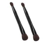 Hohopeti 2pcs Dual-ended Makeup Brushes Double-sided Eyeshadow and Contour Brush for Blending Powder Blush Highlighter and Nose Shaping Travel-friendly Professional Facial Makeup Tools Soft