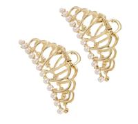 Hohopeti 2pcs Elegant Pearls Hair Claw Clips for Thick and Straight Hair without Fading for Shower and Home Cleaning