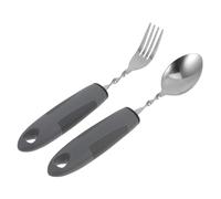 Hohopeti 2pcs Ergonomic Bendable Spoon and Fork Set for Elderly Stainless Steel Adaptive Utensils with Slip Handles Self Adaptive Cutlery for Hand Tremor and Mobility Food Aid Tableware
