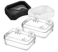 Hohopeti 2Pcs Escape Reptile Feeder Cup with Strong Suction Cups Small Transparent Feeding Bowls Plus Black White Water Dishes for Lizards Bearded Dragons Geckos Chameleons and Other