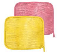 Hohopeti 2pcs Exfoliating Nylon Mesh Scrubbing Towels for Body and Face, Dual-layer Bath Wash Rags with Soap Foaming Net, Skin-friendly Shower Scrubbers for Back and Foot Random Color