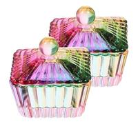 Hohopeti 2pcs Glass Crystal Nail Bowls with Lid Multi-function Dappen Dish for Dip Powder and Monomer Professional Manicure Nail Liquid Cup