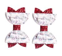 Hohopeti 2pcs Glitter Bowknot Hairpins for Boys and Girls Adorable Christmas Hair Clips Festive Accessories for Girls Lightweight and Sequin Design for Holiday Cheer