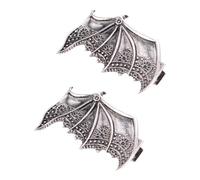 Hohopeti 2pcs Halloween Devil Wing Hair Clips Set, Ancient Silver Bat Wings Hairpin Accessories for Cosplay Party and Costume, Halloween Headpiece for Women