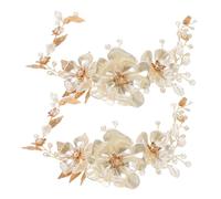 Hohopeti 2pcs Handmade Pearl Wedding Headband Elegant Floral Bridal Hair Vine with Crystal Leaves Lightweight Comfortable Hair Accessories for Women and Versatile for Classic and Modern