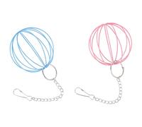 Hohopeti 2Pcs Hanging Grass Feeder Balls for Rabbits and Small Pets Iron Cage Feeder Holders with Chains Multi-functional Hay and Alfalfa Dispensers for Hamsters Guinea Pigs Chinchillas