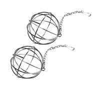 Hohopeti 2Pcs Hanging Rabbit Hay Feeder Balls with Chain Stainless Steel Hay Rack for Bunny Cage Creative Feeding for Small Pets Like Guinea Pigs and Chinchillas Easy to Use