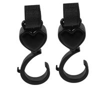 Hohopeti 2pcs Heart-Shaped Stroller Hooks Clips for Bags Rotatable Non-Slip Pram Hangers with Smooth Edges Heavy-Duty Buggy Shopping Clips for Standard Strollers Wheelchairs Travel Use