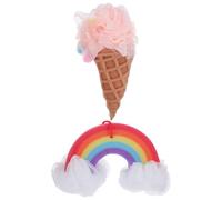 Hohopeti 2pcs Ice Cream Shower Sponge Set, Soft Rainbow and Pink Loofahs for Gentle Exfoliating and Bathing, Reusable Bath Flowers Suitable and Adult Skin Care