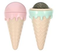 Hohopeti 2pcs Interactive Catnip for Cats Kitten Chew with Tooth Grinding Function and Portable Pp Material, Ice Cream Shaped Cat for Solitary Play and Bad Biting Behaviour Improvement