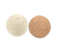 Hohopeti 2pcs Large Jute Rope Cat Balls Interactive Indoor for Kitten Exercise and Play Noise-making Scratchers for Home Cats Pet Entertainment in Natural Colors