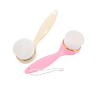 Hohopeti 2Pcs Long Handle Manual Face Cleansing Brush with Soft Dense Bristles for Deep Exfoliating and Facial Massage Ergonomic Grip Women Facial Cleaning Tool for Skin-friendly Daily Use