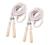Hohopeti 2pcs Long Woven Skip Rope Set Wooden Handles, 16ft 9ft Braided Cotton Jump Ropes for Team Building, Classroom Group Skipping, Outdoor Fitness and Multiplayer Fun