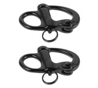 Hohopeti 2Pcs Marine Grade Stainless Steel Quick Release Swivel Snap Shackles 69Mm Black Fixed Spring Boat Clips for Sailboat Rigging and Diving