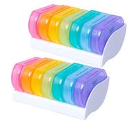 Hohopeti 2pcs Medicine Organiser Portable Dispensing Mini Tablet Storage Sub 7 Colors PP for Pill Use Travel Storage Box