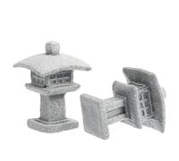 Hohopeti 2pcs Mini Japanese Stone Lantern Pagoda Statue for Zen Garden Micro Landscape, Small Curved Square Miniature Garden Decor Ornament for Aquarium and Desktop