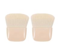 Hohopeti 2pcs Mini Makeup Brush Set for Powder and Blush Soft Portable Travel Face Brushes with Flat Almond Shape for On-the-go Application