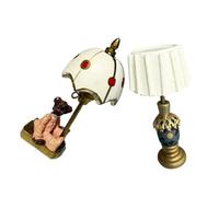 Hohopeti 2pcs Miniature Dollhouse Lights Bear Shaped Table Lamp with White Shade Detailed Mini Lamp Fixture for Dollhouse Decor Aesthetic Tiny Desk Lighting for Collectors