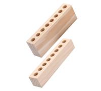 Hohopeti 2Pcs Multi-Grid Lipstick and Eyebrow Pencil Organizer Set, Solid Wood Desktop Cosmetic Storage Rack for Makeup Brushes and Stationery, Suitable for Vanity and Dressing Table