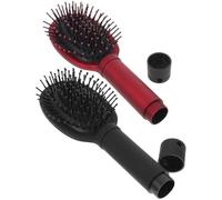 Hohopeti 2Pcs Multifunction Travel Hair Comb with Secret Storage Box Portable Detangling Brushes with Hidden Compartment for Jewelry Money Prescriptions Red Black Small Roller Comb