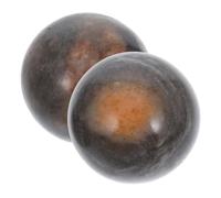 Hohopeti 2pcs Natural Jade Baoding Balls Grey Crystal Hand Exercise Fitness Spheres for Finger Muscle Strengthening Relaxation and Hand Therapy with Polished Gemstone Home Decoration Box