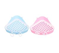 Hohopeti 2pcs Pet Toilet Set Plastic Potty Boxes for Small Animals Rabbit Guinea Pig Hamster Litter Training Toilets Blue and Pink