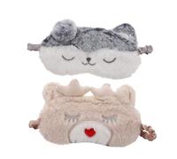 Hohopeti 2Pcs Plush Sleep Masks Cute Dog and Deer Eye Cover for Sleeping Soft Elastic Band Light Blocking Blindfold for Restful Sleep and Eye Fatigue Relief Comfortable Cartoon Design