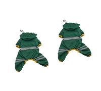 Hohopeti 2pcs Pvc Dog Raincoat Lightweight Breathable Rainwear for Small Dogs and Puppies Elastic Cuffs and Legs Dark Green Xxl for Rainy Days