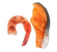 Hohopeti 2pcs Realistic Grilled Shrimp and Fish Block Models Sturdy PVC Fake Food Decor for Kitchen Bbq Grill Playset Detailed Barbecue Food Photo Props and Home Display