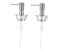 Hohopeti 2pcs Refillable Hand Soap Pump Replacement with Lid, Leakproof Plastic Lotion Dispenser Nozzle for Mason Jar Bottles, Screw Top Pump Heads for Kitchen and Bathroom Use