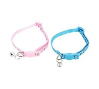 Hohopeti 2Pcs Reflective Breakaway Cat Collar with Bell Neckwear for Cats Comfortable Material Pink Sky Blue for Pet Safety and Style