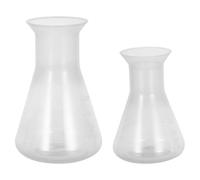 Hohopeti 2pcs Reusable Plastic Chemistry Beaker Transparent Laboratory Measuring Flasks for Science Class Chemical-resistant Plastic Erlenmeyer Bottles for Educational and Research Use