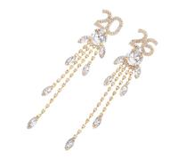 Hohopeti 2pcs Rhinestone Tassel Earrings Dangling Drop Earrings Sparkly Long Bohemian for Women Party Bridesmaid Jewelry