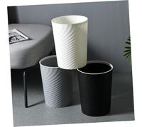 Hohopeti 2pcs Round Press Ring Trash Bin PP Open Top Garbage Can for Bathroom Bedroom Office Kitchen Simple Design Rubbish Storage Cans in White and Black
