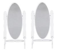 Hohopeti 2pcs Scale Retro Vintage Style Small Freestanding Decorative Table Mirrors for Dollhouse Bedroom Furniture DIY Craft