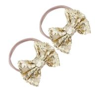 Hohopeti 2Pcs Sequins Bow Headband Elastic Glitter Hairband for Newborn Comfortable Stretchy Hair Accessory for Birthday Party Holiday Celebration