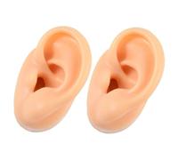 Hohopeti 2Pcs Silicone Ear Models Realistic Ear Piercing Practice Display Platform Soft Artificial for Jewelry Training and Anatomy Study