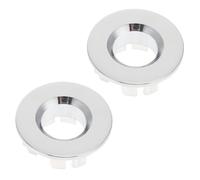 Hohopeti 2Pcs Silver Brass Bathroom Wash Basin Overflow Hole Rings, Bath Sink Overflow Cover Accessories for Wash Basin Drain Replacement