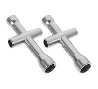 Hohopeti 2pcs Silver Stainless Steel Rc Socket Wrench Set, Four Size Ports | Cross Shaped Handle, High Torque Grip, Pocket Friendly Carry, for Screw Nut and Hex Bolt Work