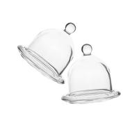 Hohopeti 2Pcs Small Glass Cake Stand with Clear Dome Lid Protective Dessert Display for Cupcakes Cookies Cheese Serving Platter Easy Clean Transparent Cake Dome Cover for Party Centerpiece