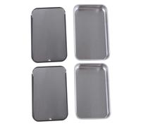 Hohopeti 2pcs Small Iron Bird Food Box with Sliding Lid Case Lightweight Portable Push-pull Cover for Walking Birds Outdoor Feeding and Storage