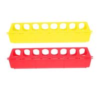 Hohopeti 2pcs Small Plastic Chicken Feeder Troughs Flip-Over Lid, Yellow and Red Poultry Feeding Containers for Quail, Pigeon, and Small Birds Suitable for Birdcage Use